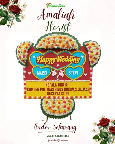 Karangan Papan Bunga Pernikahan di Pagutan